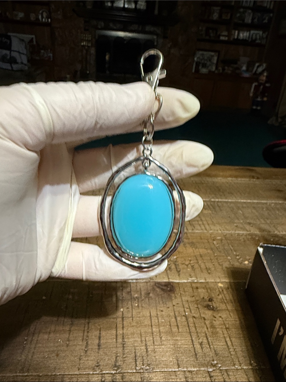 Turquoise Oval Stone Keychain Pendant